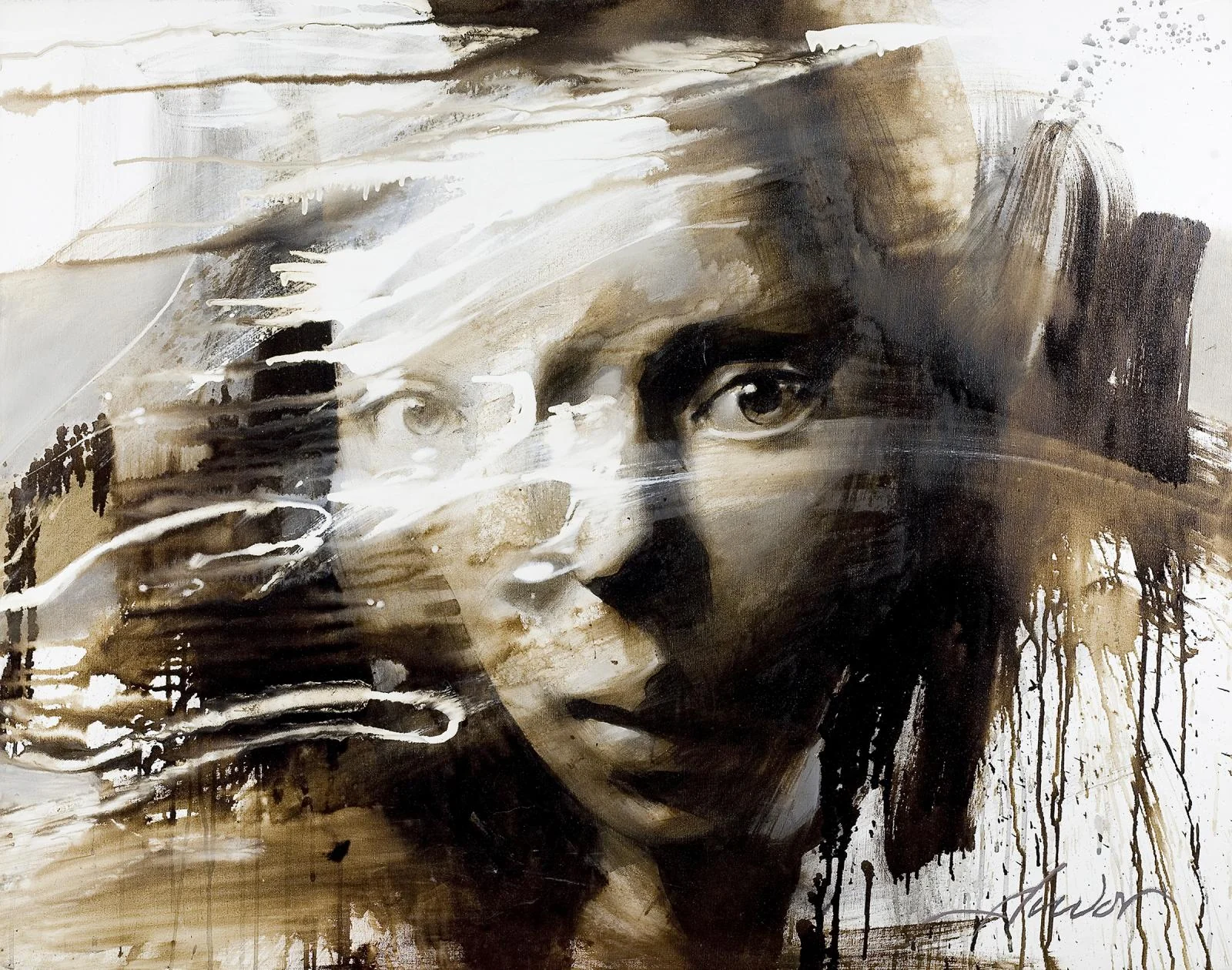 Diminishing — Asphalt/bitumen and oil on canvas · 80 × 100 cm · 2015